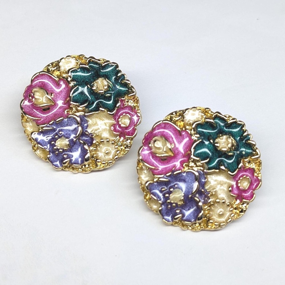 Vintage Enameled Clip-on Earrings